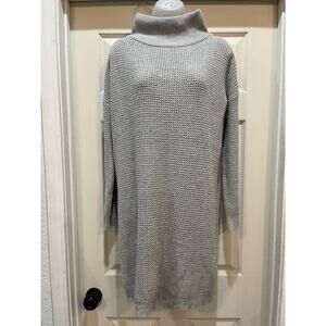Mud Pie Women's Sweater Dress Gray Mini Turtleneck Long Sleeve Pullover S